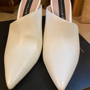 Steven by Steve Madden white mules.